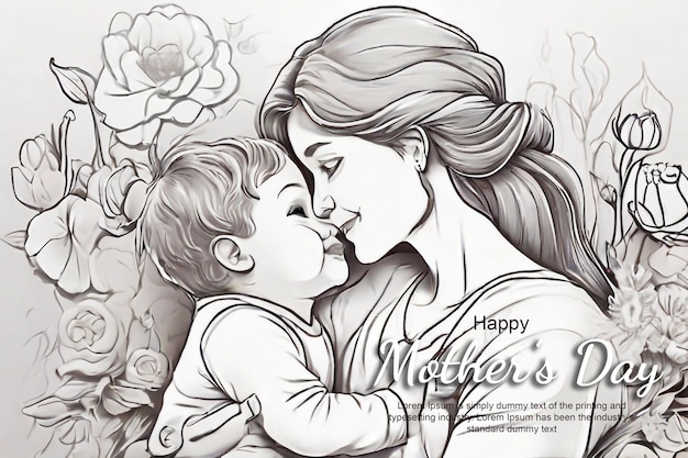 PSD estandarte dibujado a mano para el feliz día de la madre