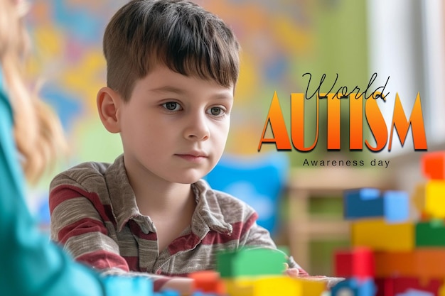 PSD estandarte y fondo del día mundial realista de concienciación sobre el autismo de psd