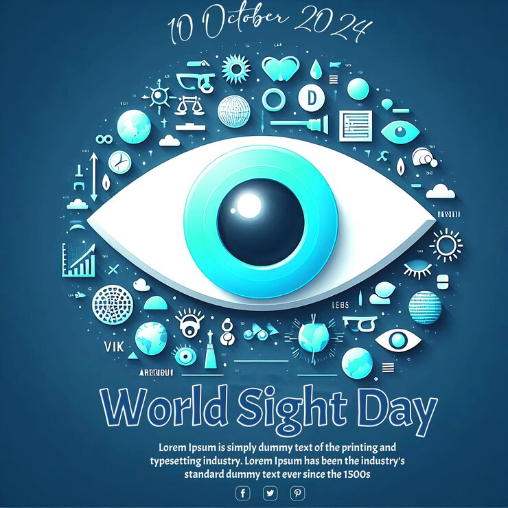 PSD estandarte ilustrativo del día mundial de la visión con símbolos de ojos