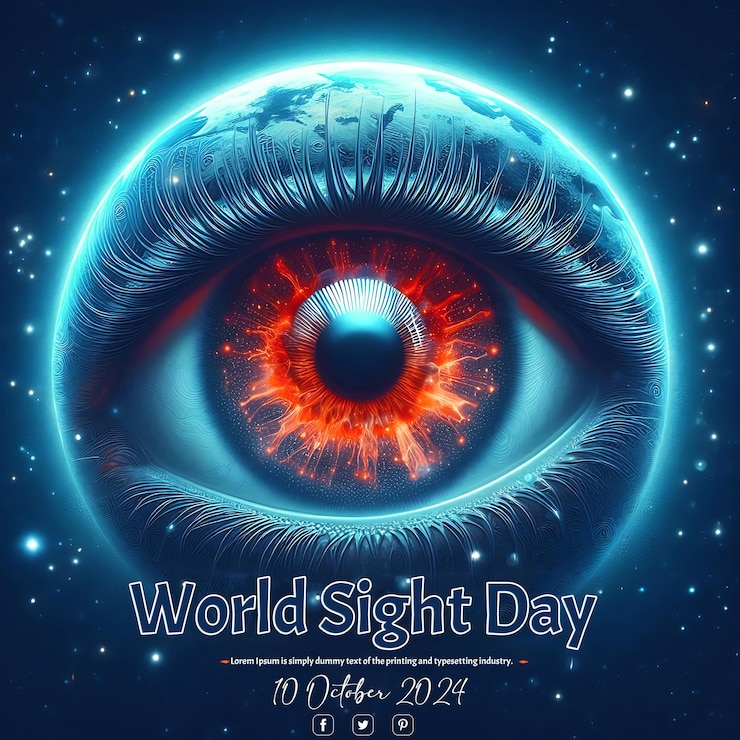 PSD estandarte ilustrativo del día mundial de la visión con símbolos de ojos