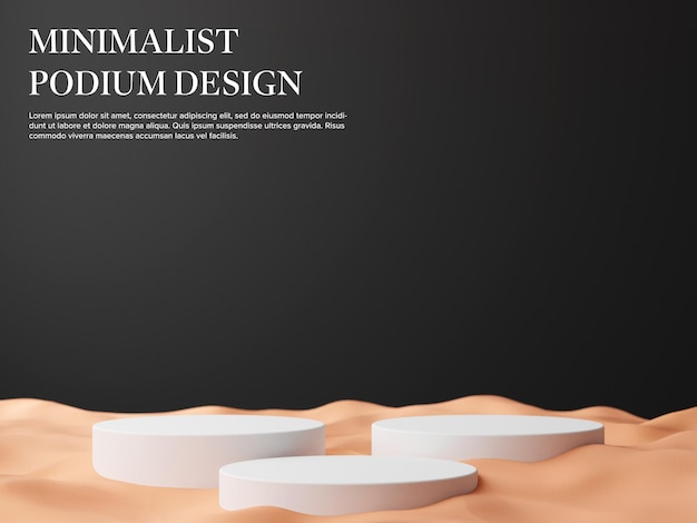 Estandarte de producto de podio minimalista con suelo de arena y fondo negro con gradiente