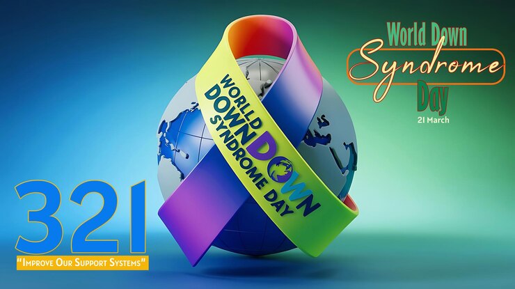 PSD estandarte con símbolo de cinta para el día mundial del síndrome de down el 21 de marzo