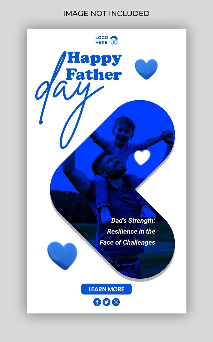 estandarte web del día mundial del padre o plantilla de redes sociales feliz dia dos pais en portugués