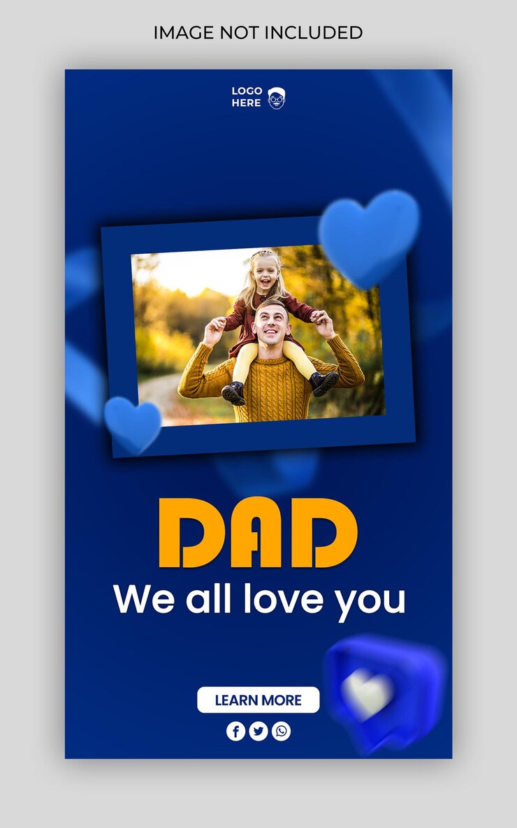 estandarte web del día mundial del padre o plantilla de redes sociales feliz dia dos pais en portugués