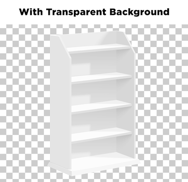 Estante branco com fundo transparente