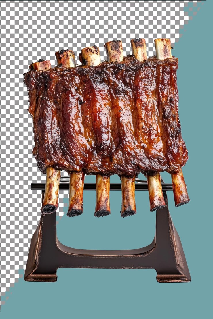 El estante de las costillas mantiene las costillas elevadas para una mejor circulación del calor Hiperrealista Plana blanca aislada