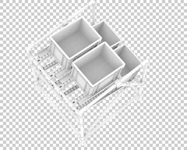 Estante de frutas aislado en la ilustración de representación 3d de fondo transparente