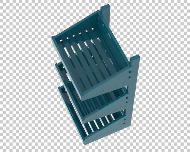 Estante en la ilustración de renderizado 3d de fondo transparente