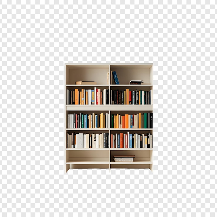 PSD un estante con libros en un fondo blanco