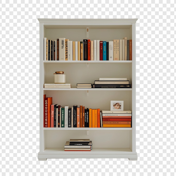 PSD un estante con libros y una imagen de un libro en él