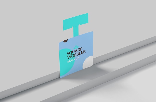 Estante de marketing para interiores Talker PSD Mockup en forma cuadrada