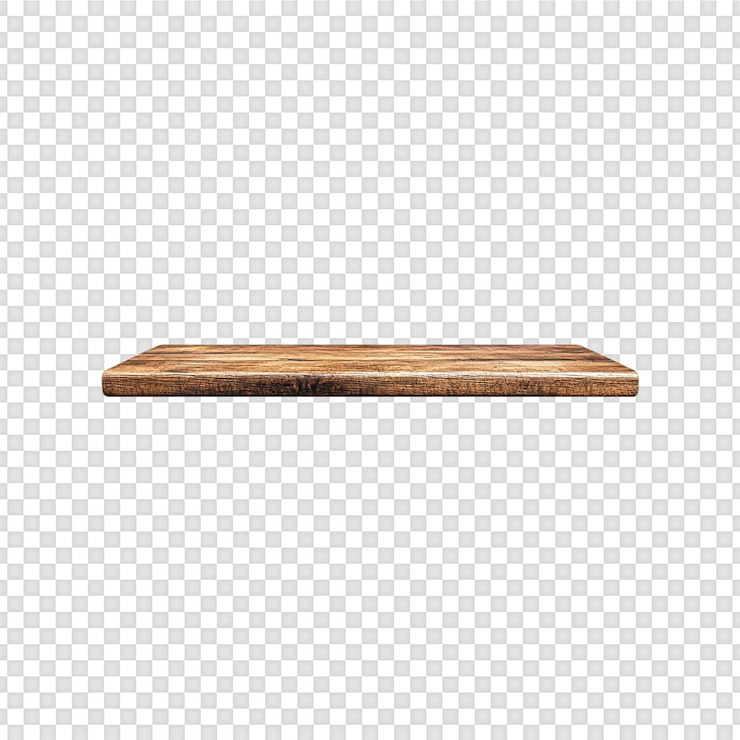 PSD estante de pared de madera aislado sobre un fondo transparente