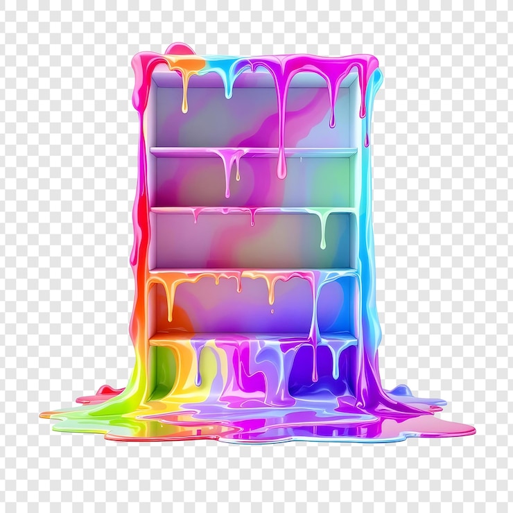 PSD el estante de pintura del arco iris goteante