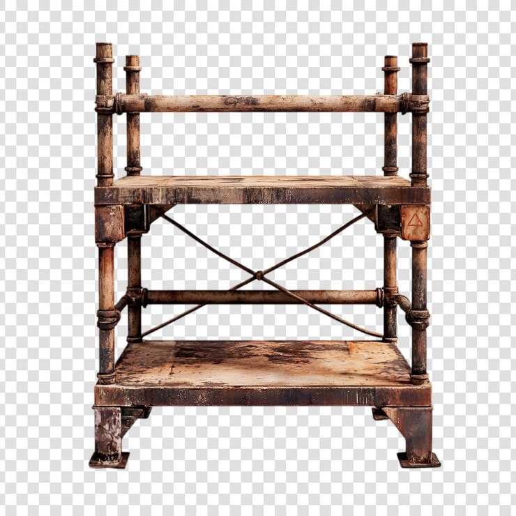 PSD estante rústico de madera y metal de dos niveles de estilo industrial