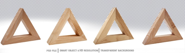 PSD estante triangular de madera moderno estante geométrico de madera