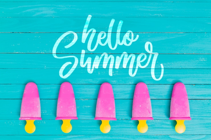 PSD estate lettering sfondo con ghiacciolo