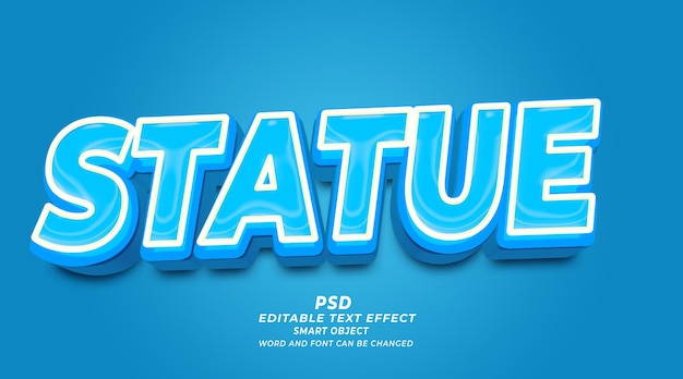 Estátua 3d efeito de texto editável estilo Photoshop PSD