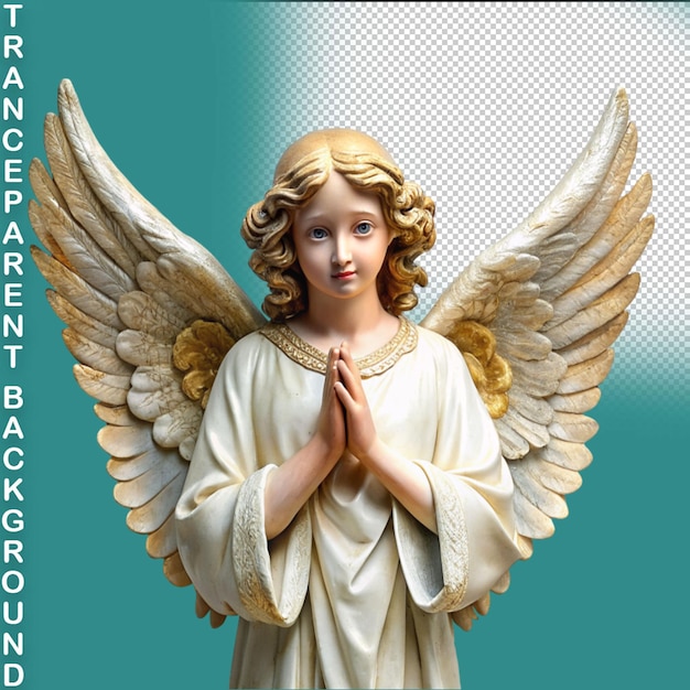 PSD estatua de un ángel sobre un fondo transparente