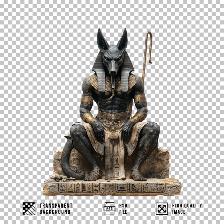 PSD estatua de anubis en un fondo transparente