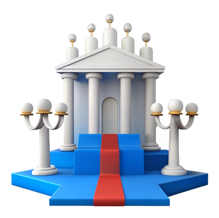 PSD una estatua azul y blanca con una línea roja en la parte superior