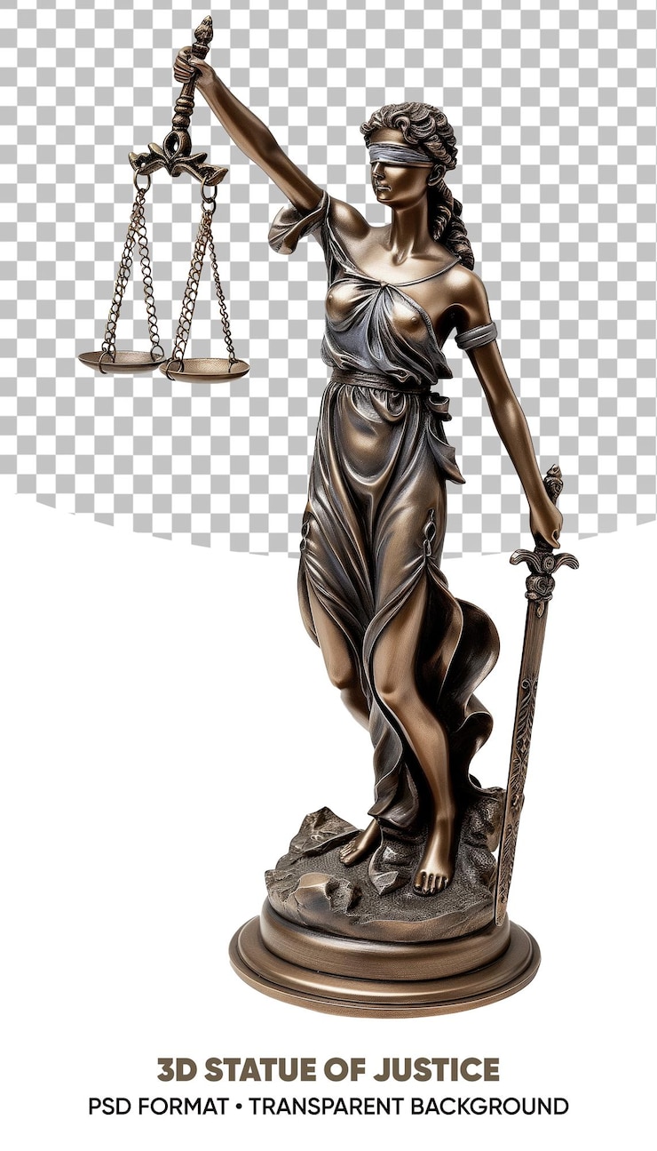 PSD estatua de bronce antigua de la justicia