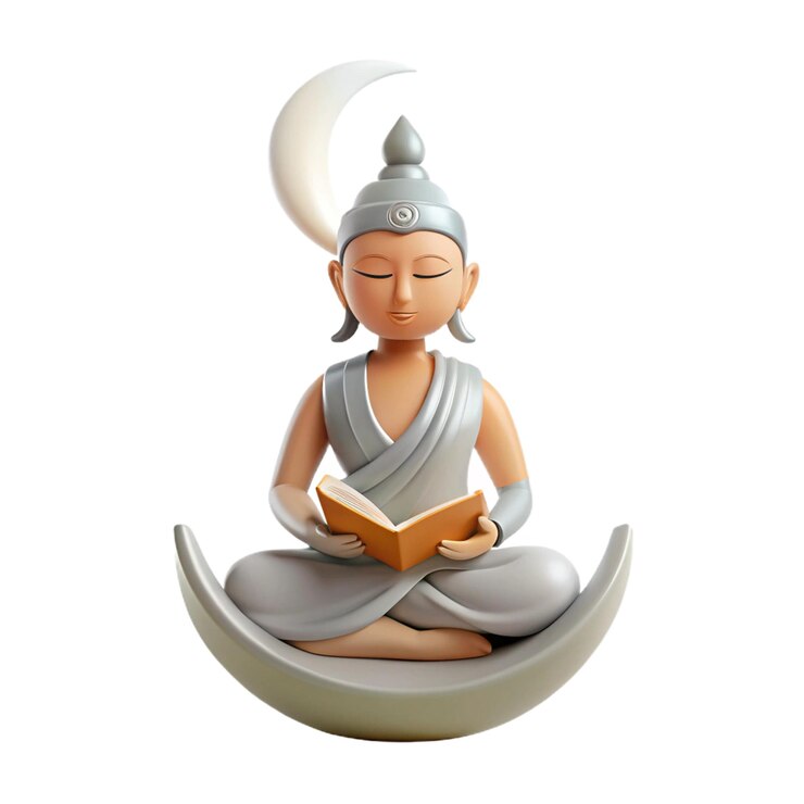 PSD una estatua de un buda leyendo un libro