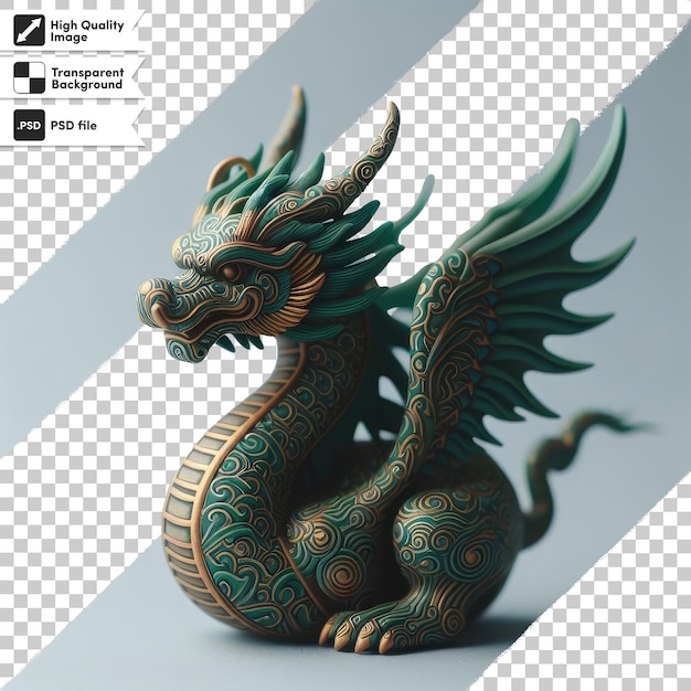 PSD estátua de dragão chinês em fundo transparente