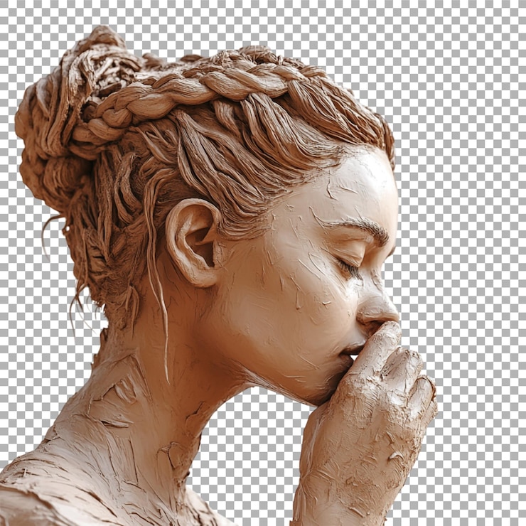 PSD estátua de mulher transparente ou png feita de barro