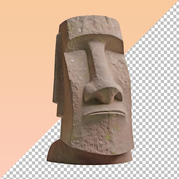 PSD estátua de rocha moai da ilha de páscoa isolada em fundo transparente