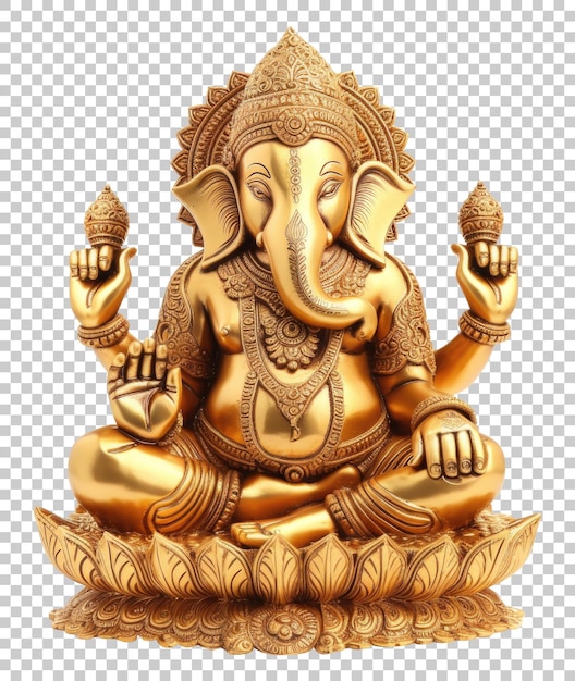 PSD estátua dourada de ganesha isolada em fundo transparente