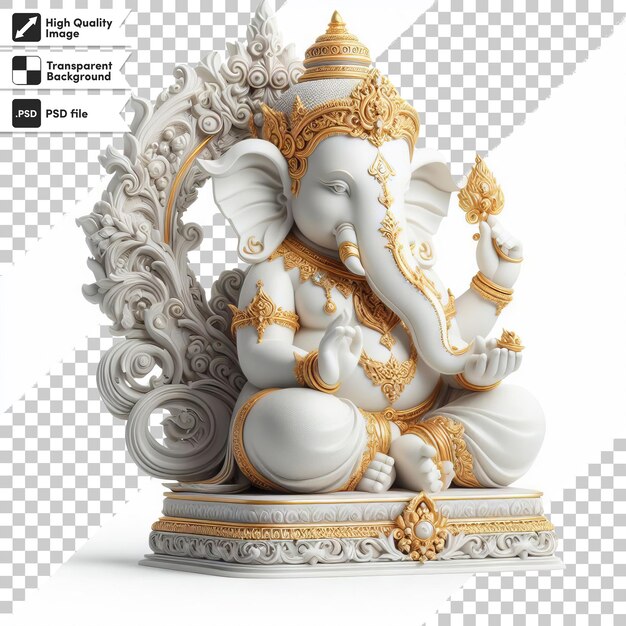 PSD una estatua de un elefante con un fondo dorado y blanco