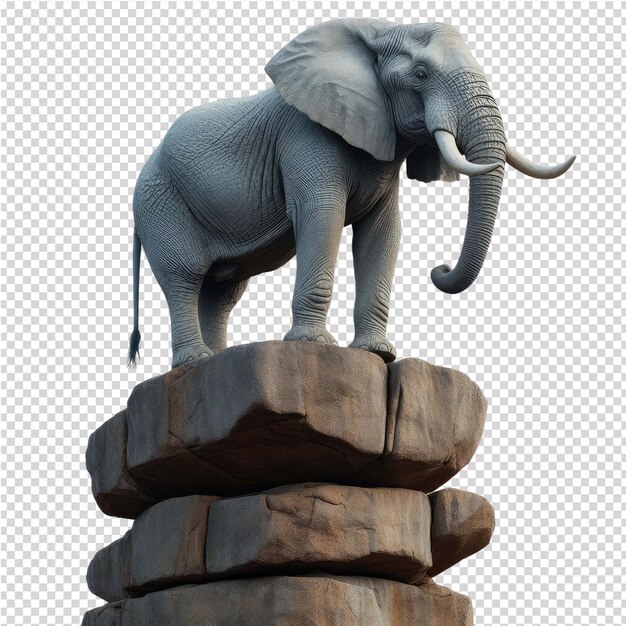 Una estatua de un elefante en una formación rocosa