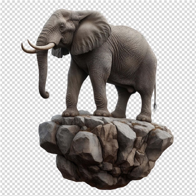 PSD una estatua de elefante está en una roca con un patrón