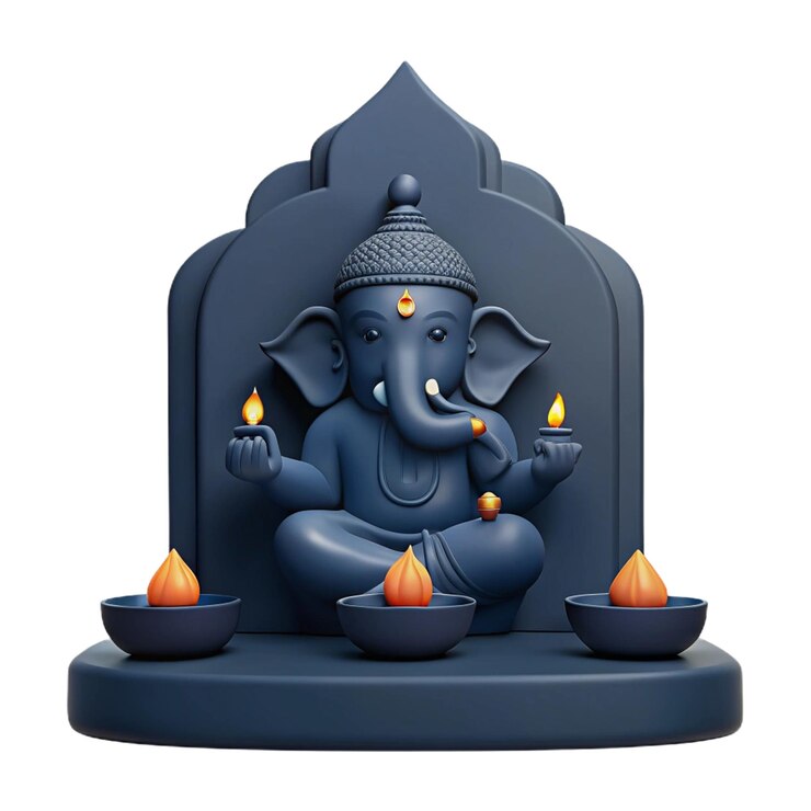 PSD una estatua de un elefante con velas delante de él