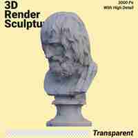 PSD estatua de eurípedes 3d hace aislado perfecto para su diseño