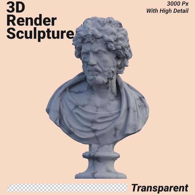 Estatua de filósofo 3D hace aislado perfecto para su diseño