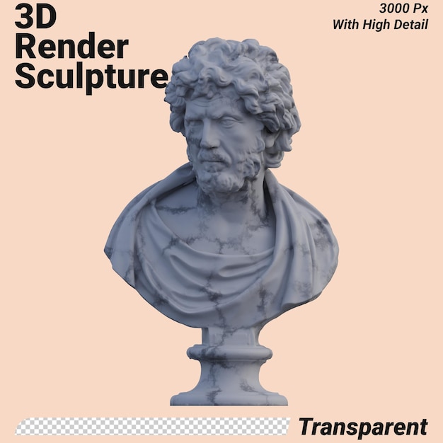 PSD estatua de filósofo 3d hace aislado perfecto para su diseño