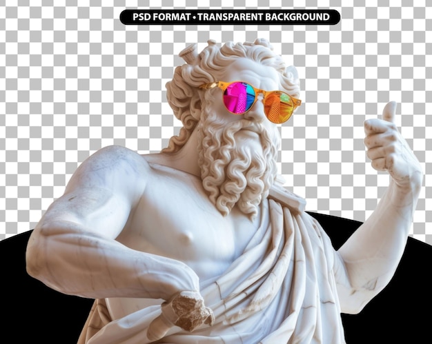Estatua griega pulgar hacia arriba usar gafas de sol de colores