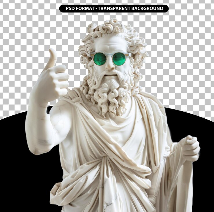 Estatua griega pulgar hacia arriba usar gafas de sol de colores
