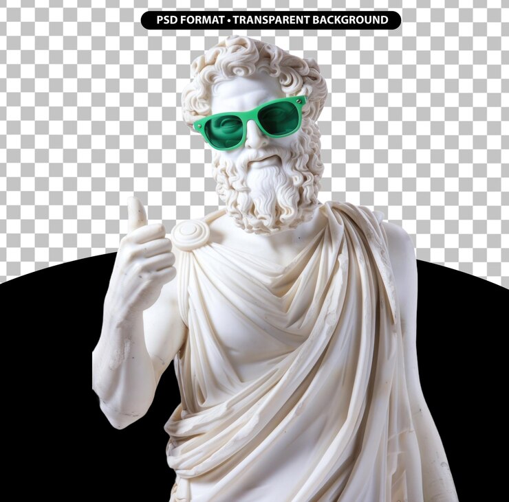 Estatua griega pulgar hacia arriba usar gafas de sol de colores