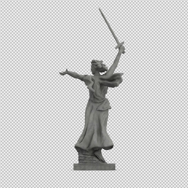 Estatua isométrica 3D Render aislado