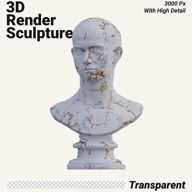 La estatua del joven en 3D se convierte en un aislado perfecto para su diseño