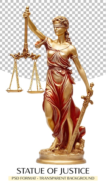 Estatua justicia escalas derecho abogado png fondo transparente