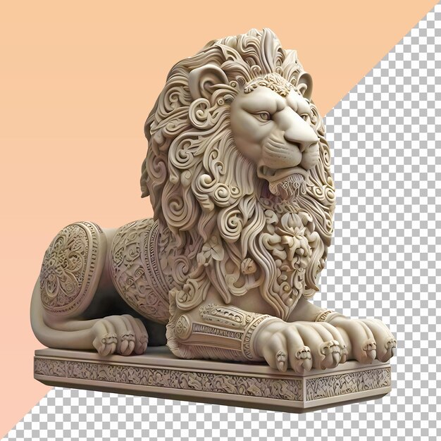 PSD estatua de león aislada sobre un fondo transparente