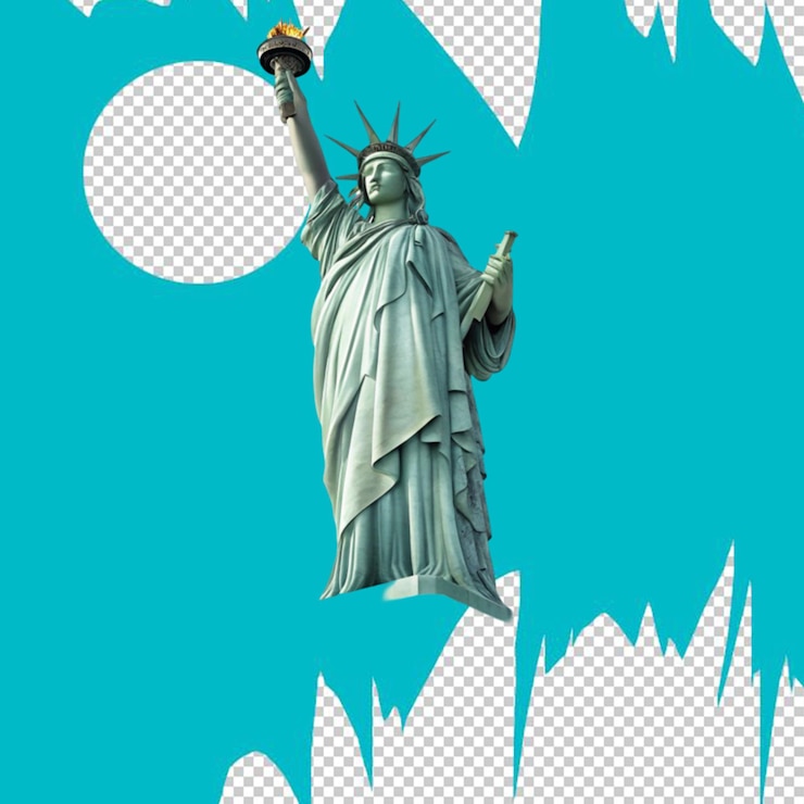 PSD estatua de la libertad en la ciudad de nueva york ee.uu. aislada en blanco