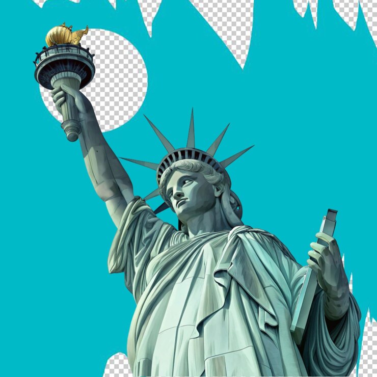 PSD estatua de la libertad en la ciudad de nueva york ee.uu. aislada en blanco