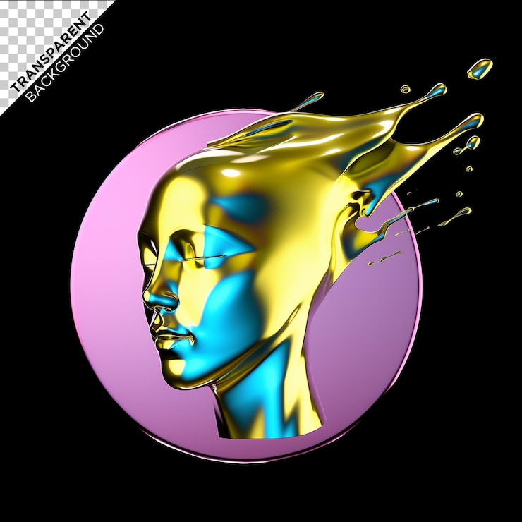 PSD estatua líquida holográfica en 3d