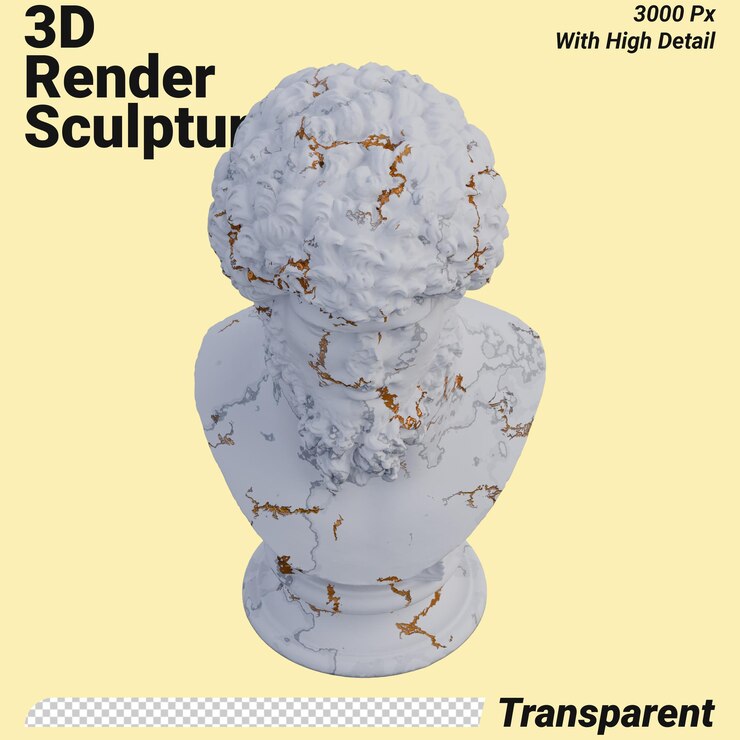 PSD la estatua de lucius verus 3d hace que el aislado sea perfecto para su diseño