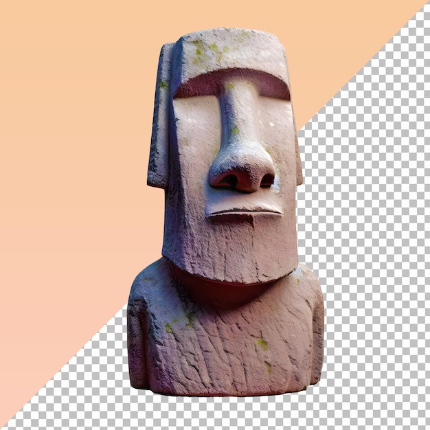 PSD estatua de moai de roca de la isla de pascua aislada sobre un fondo transparente