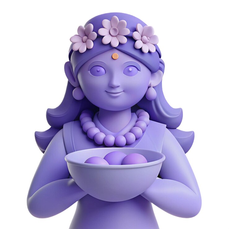 PSD una estatua de una mujer sosteniendo un cuenco de comida